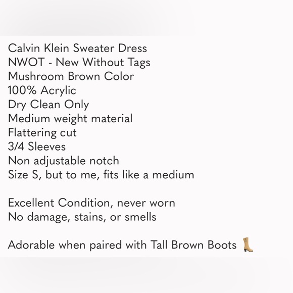 NWOT Calvin Klein Cable Sweater Dress - Picture 5 of 5